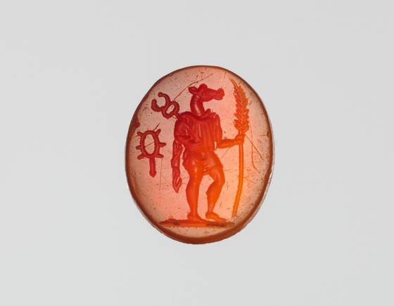 A carnelian intaglio of Anubis