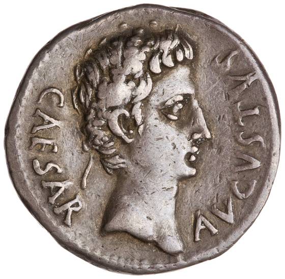 A silver denarius of Augustus